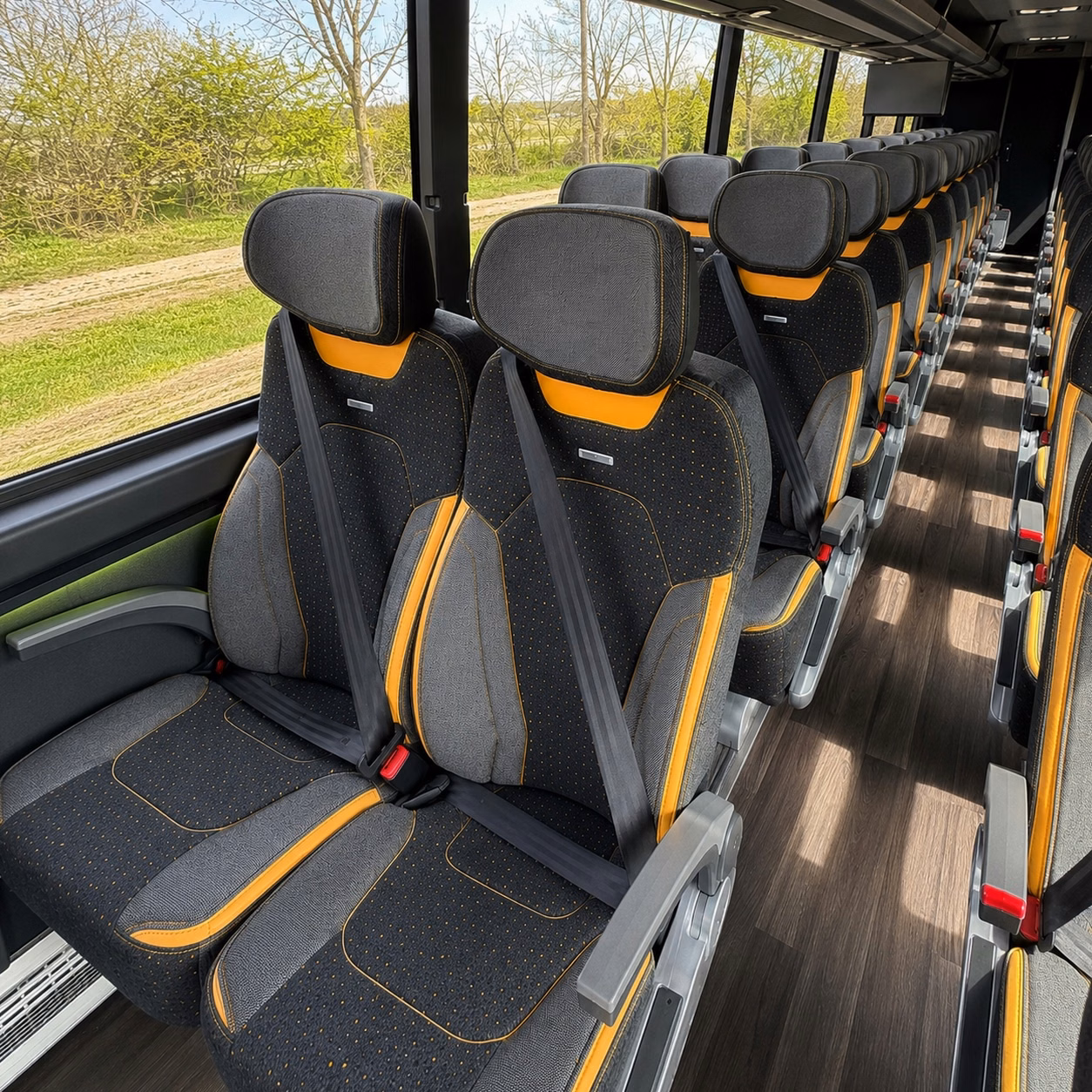 56 passenger charter bus inside